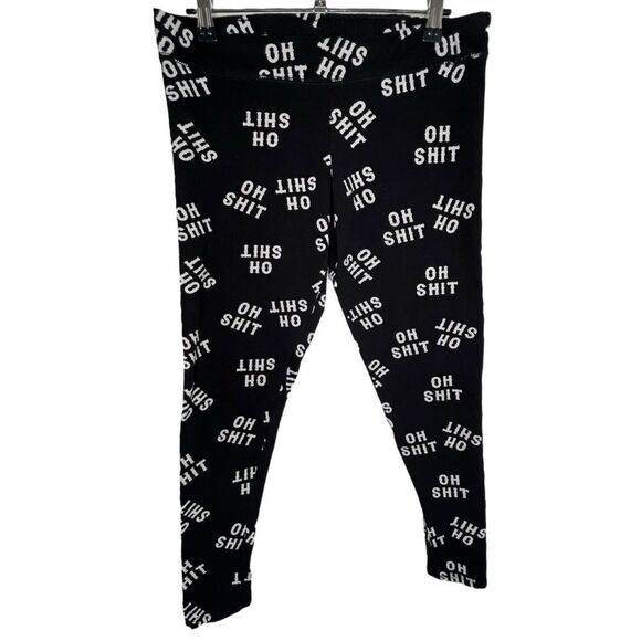 Garage Black and White Leggings With “Oh Sh*t” Graphic All Over - Picture 1 of 3
